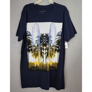 Awesome Sauce Mens Graphic T-Shirt Surf California Print Navy 100% Cotton Medium